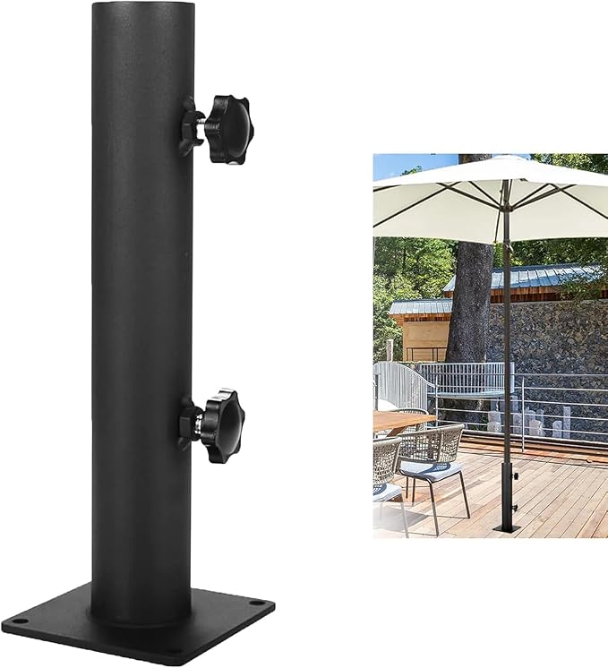 Patio Umbrella Base Heavy Duty Steel Outdoor Umbrella Base, Universal Umbrella Mount Clamp for Decks, Patios, Docks, Pontoons, Picnic Tables (1)