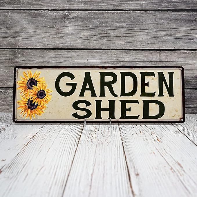 Garden Shed Sunflowers Vegetable Patio Flowers Veggies Metal Sign Wall Décor 6 x 18 High Gloss Metal 206180016001
