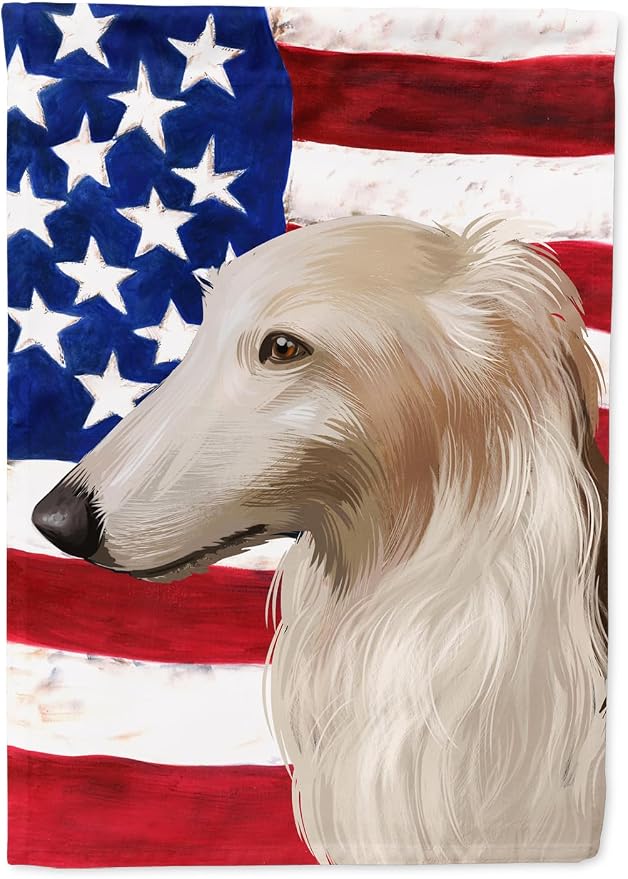 Caroline's Treasures CK6449GF Borzoi Dog American Flag Garden Flag Mailbox Flag Decorative Yard Flag Banner Outside Patio Artwork Yard Flower Beds, Garden Size, Multicolor