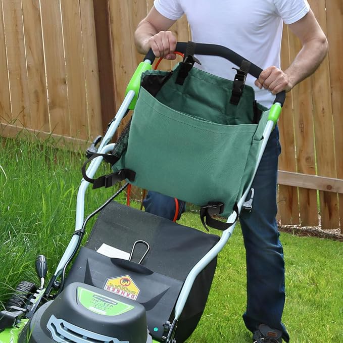 ORFOFE Large Capacity Lawn Mower Storage Bag Adjustable Oxford Fabric Mower Tool Organizer Detachable Garden Accessory Pouch for Outdoor Power Tools