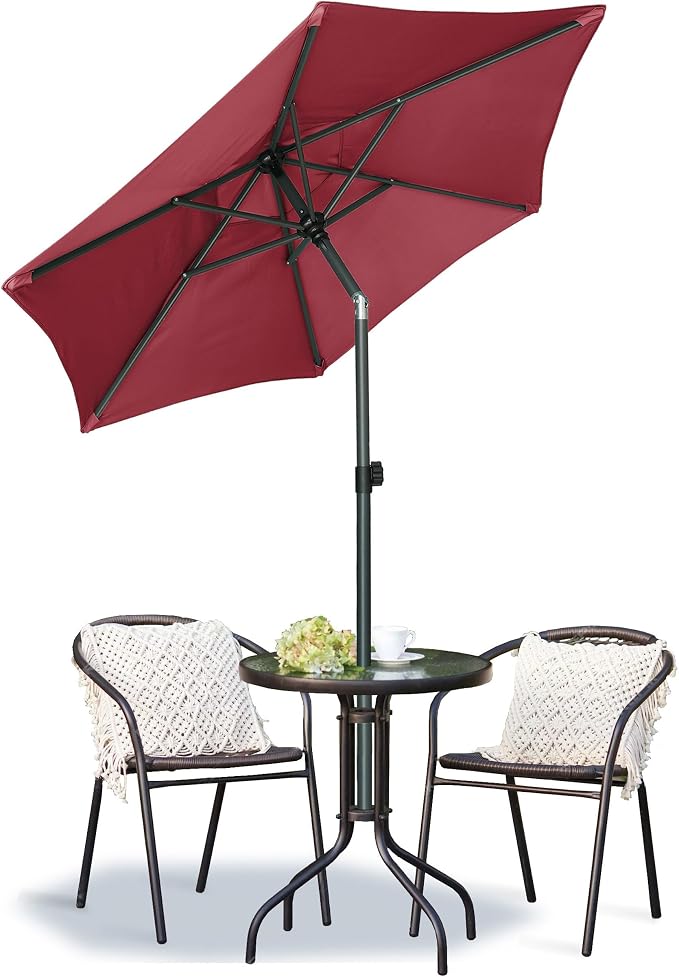 AMMSUN 6ft Patio Umbrella Outdoor Table Umbrellas with Push Button Tilt, UPF50+ Premium Steel Pole and Ribs for Deck, Lawn, Garden, Backyard & Pool (Red)