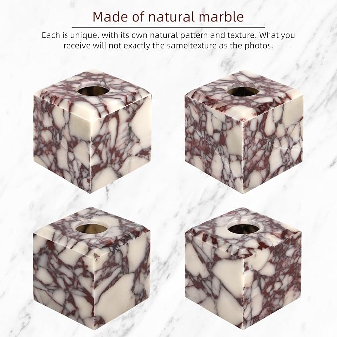 Natural Marble Square Tissue Box Cover ,Stone Modern Decorative Sturdy Napkin Box Holder Case,Facial Paper Organizer for Bathroom Vanity Toilet Countertop,Kitchen (1, Calacatta Viola, 5.71*5.71*5.51)