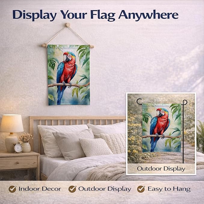 Caroline's Treasures Macaw Parrot Garden Flag Mailbox Flag Decorative Yard Flag Banner Outside Patio Artwork Yard Flower Beds, Garden Size, Multicolor