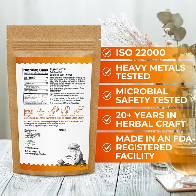 4 oz. Buckthorn Bark Buckthorn Tea Herbal (Frangula Alnus) - 113g Buckhorn Bark Herb Tea Espino Blanco