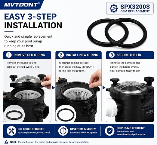 SPX3000S Strainer Cover O-Ring for Hayward Super II Lid Pump SP3000 Series SP3005X7(AZ) Replacement U9-375 35505-1440 (2/Pack)