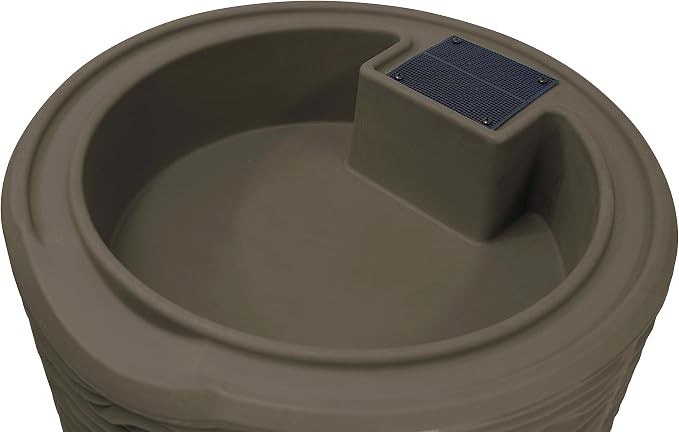 Good Ideas Impressions 50-Gallon Rain Saver Barrel Faux Palm Trunk Surface, Dual Spigot Locations with 2 Brass Spigots and Screen, Oak