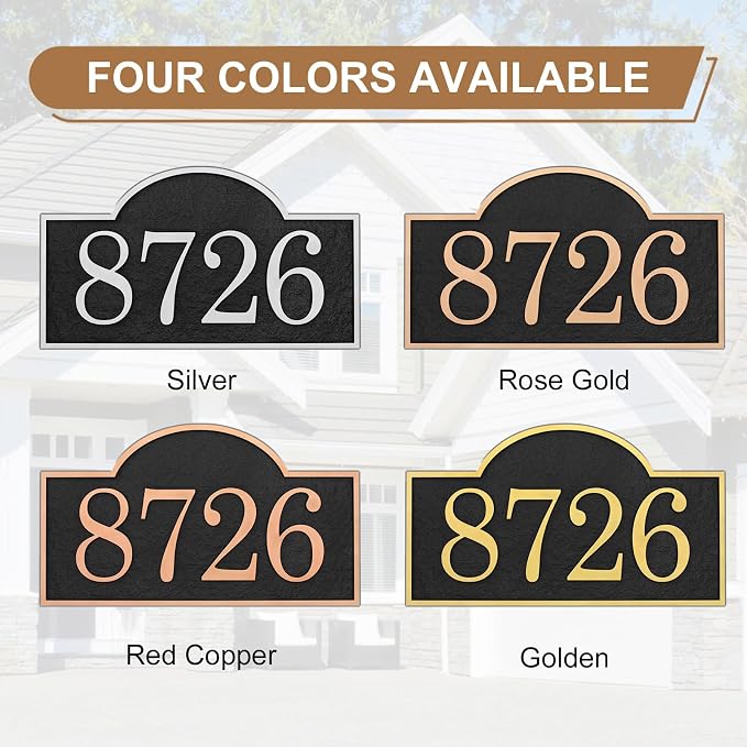 Address Plaque Small Arch - 12'' x 6.85'' Custom Address Sign for House,House Number Plaque Sign for Outside House,Driveway,Mailbox Easy Installation Metal & Large Options (Style 6)