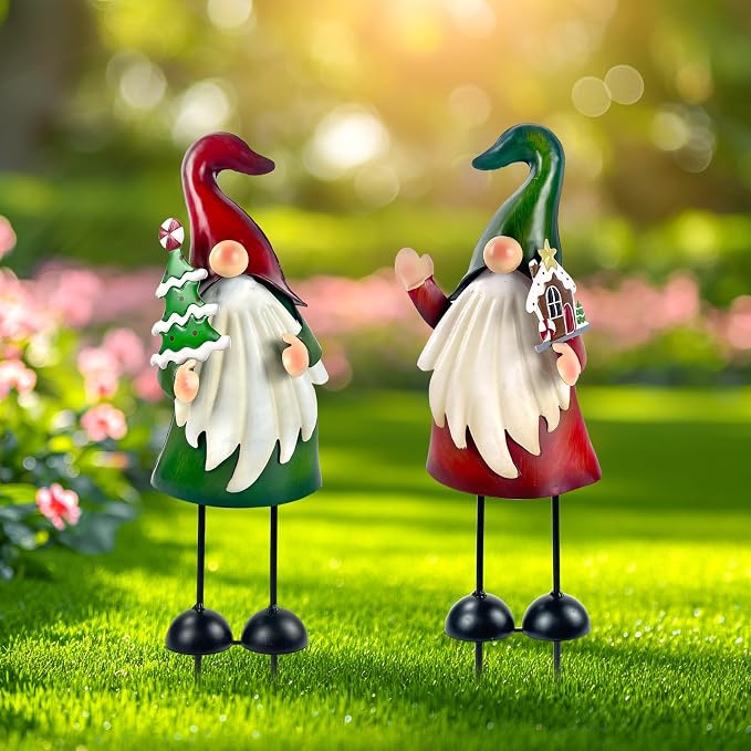 Outdoor Christmas Decorations Gnomes Decorative Garden Stakes, Unique Thanksgiving Gifts for Outside Garden Decor Yard Lawn Porch Party-18 Inch