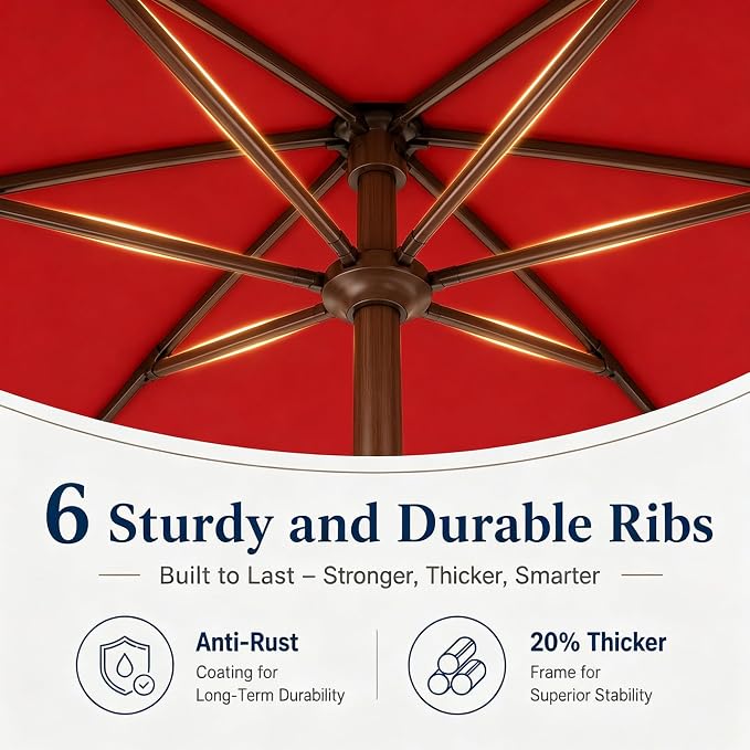 7.5ft Patio Umbrella, Outdoor Table Market Umbrella with Smooth Crank Lift, 6 Windproof Fiberglass Ribs, UPF50+ UV Protection for Deck, Pool, Garden and Backyard