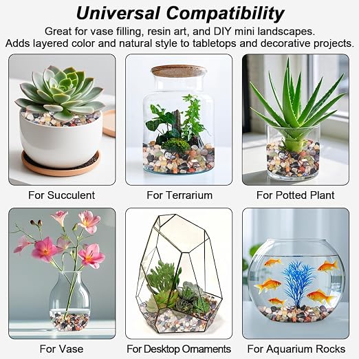 Fish Tank Gravel,Landscaping Pebbles, River Rocks Decorative Ornamental Pebbles, DIY Smoothed Rocks for Potted Plant Resin Art Vase Fillers Aquarium Gravel Rocks (Mixed Color, 2 Pounds)