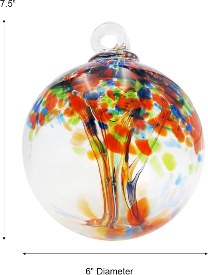 Dale Tiffany Hand Blown Glass, 6" Diameter Royal, Tree of Life Collection, Witch Globe Hanging Garden Indoor/Outdoor Decorative Ornament Gazing Ball