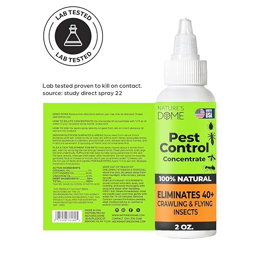 Nature’s Dome Pest Control Concentrate Spray 2 Oz (Pack of 2) | Eco-Friendly Bug & Ant Spray – Each Bottle Makes 16 Oz | Bug Spray for Fleas, Ticks & Mosquitoes | Safe for Pets & Kids