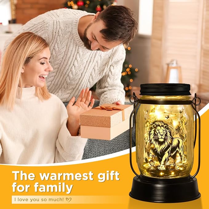 kyoryuger Lion Gifts for Women/Men Lion Solar Lanterns Mom Birthday Animal Simba Lovers Lantern Animal Memorial Lights Solar Garden Decoration for Yard, Patio,Backyard,Porch Torches, Home Decor