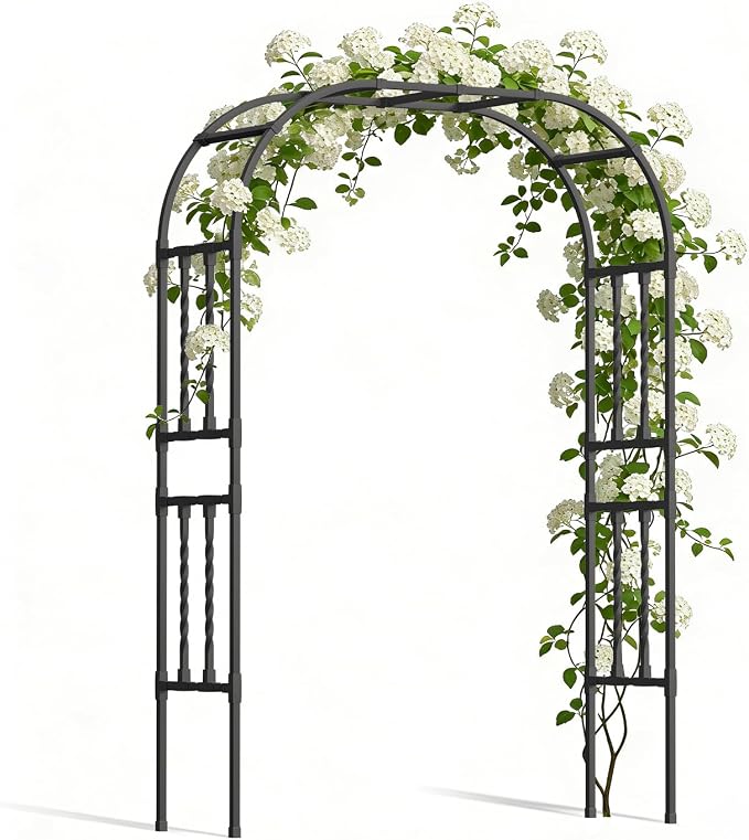 5.9x7.9FT Square Tube Garden Arbor Trellis,Unique Design Metal Arch for Climbing Plants Outdoor,Wedding Archway for Patio Lawn Backyard Ceremony Party