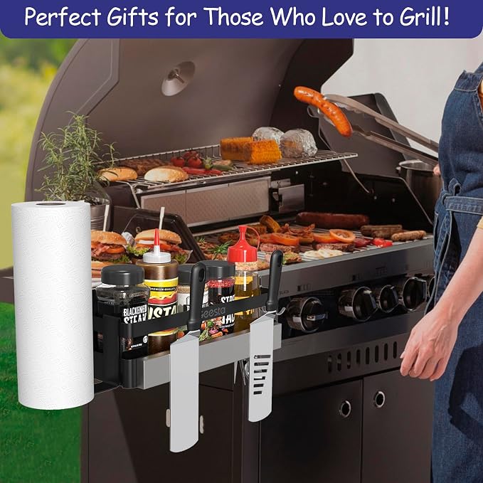 Geesta Upgraded Griddle Caddy for Blackstone 28"/36" Griddles/Weber Grill/Prep Cart, BBQ Grill Accessories Space Saver with Magnetic Tool Holder & Paper Towel Holder