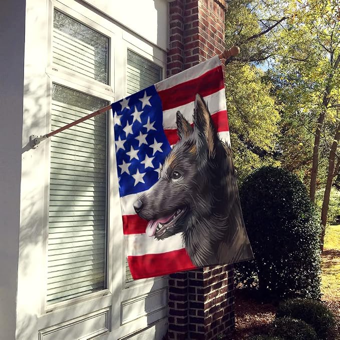 Caroline's Treasures CK6583CHF Kai Ken American Flag House Flag Large Porch Sleeve Pole Decorative Outside Yard Banner Artwork Wall Hanging, Polyester, House Size, Multicolor