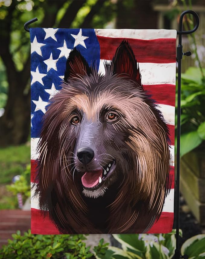 Caroline's Treasures CK6429GF Belgian Tervuren American Flag Garden Flag Mailbox Flag Decorative Yard Flag Banner Outside Patio Artwork Yard Flower Beds, Garden Size, Multicolor