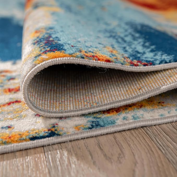 Rugshop Abstract Fade-Resistant Living Room Area Rug Multi 7'10" x 10' | Rectangular, Size 7'10" x 10', Bedroom, Dining Room, Home Office, Kitchen, Entryway, Hallway, Nursery, Kids Room, Guest Room