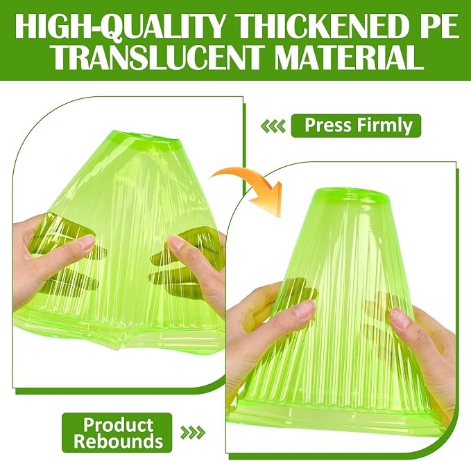 40PCS Garden Cloches for Plants with 80PCS Ground Stakes,Reusable Plant Bell Cover,Plastic Small Plant Seedling Protector Plants Cloches from Animals,Chickens, Birds,Snails & Frost,7.9" H X 6.7" D