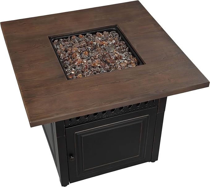 DualHeat by Endless Summer, The Donovan, 38" Square Propane Gas Outdoor Fire Pit Plus Patio Heater