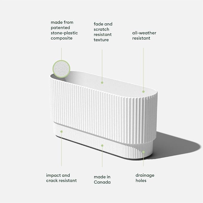 Veradek Demi Series Long Planter for Porch, Patio, Backyard | Durable Plastic-Concrete Material | Modern Décor for Shrubs, Flowers