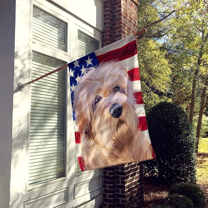 Caroline's Treasures CK6508CHF Dutch Smoushond Dog American Flag House Flag Large Porch Sleeve Pole Decorative Outside Yard Banner Artwork Wall Hanging, Polyester, House Size, Multicolor