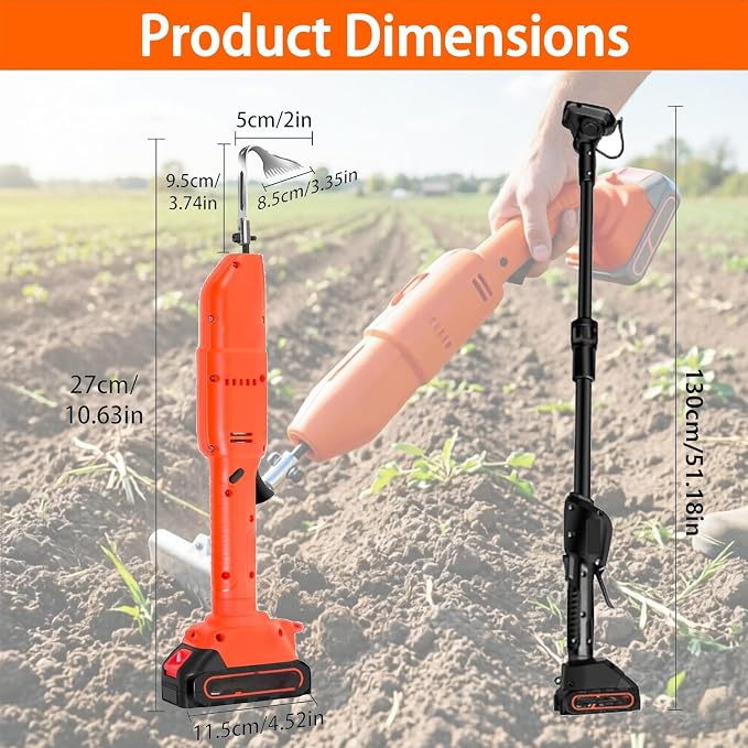 Stand Up Weed Puller Tool,Heavy Duty Detachable 11-Claw Weeder with Ergonomic Long D-Handle | Tools for Effortless Garden Weed Removal Dandelions More 2Batteries-withPole