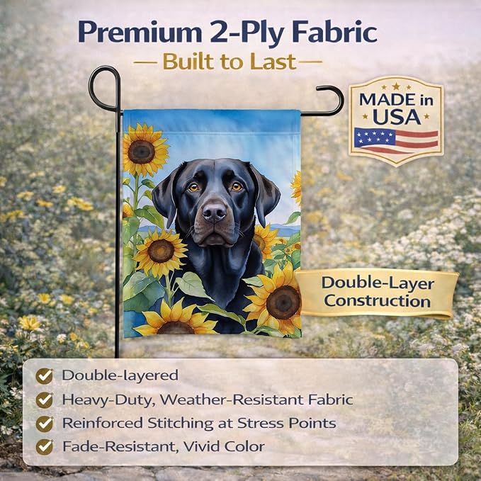 Caroline's Treasures DAC6109GF Labrador Retriever in Sunflowers Garden Flag Mailbox Flag Decorative Yard Flag Banner Outside Patio Artwork Yard Flower Beds, Garden Size, Multicolor