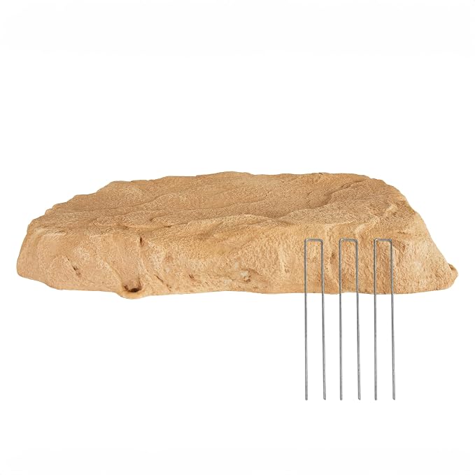 Sunnydaze 3.5” H Flat Faux Landscape Rock Cover - Lightweight Polyresin Fake Rock Well Pump Cover for Outside – Realistic Natural Texture – Sand