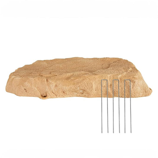 Sunnydaze 3.5” H Flat Faux Landscape Rock Cover - Lightweight Polyresin Fake Rock Well Pump Cover for Outside – Realistic Natural Texture – Sand