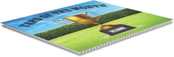 SignPro Yard of The Month Lawn Sign | Trophy Award Yard Sign | #1 Lawn of the Month Sign | 24" x 18" Corrugated Plastic Yard Signs with H Stakes | Double Sided (Generic)
