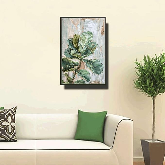 Metal Sign Tin Sign Vintage Wall Art Rustic Elegance Fiddle Leaf Tin Sign for Indoor Plant Lovers Home Decor and Easy Installation Tin Sig for Home Decor 8×12 Inches with Metal Frame
