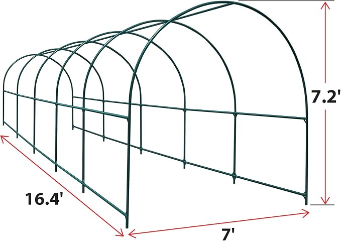 YardGrow Greenhouse Frames for Larger Hot Garden House Support Arch Frame Climbing Plants/Flowers/Vegetables Outdoor (16.4x7x7.2 FT)