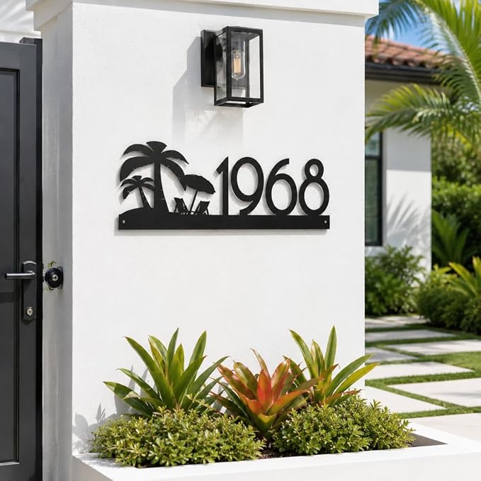 Address Sign for House, Personalized Metal House Number Plaque, Modern Outdoor Address Numbers for Front Door, Porch Wall, New Home Gift