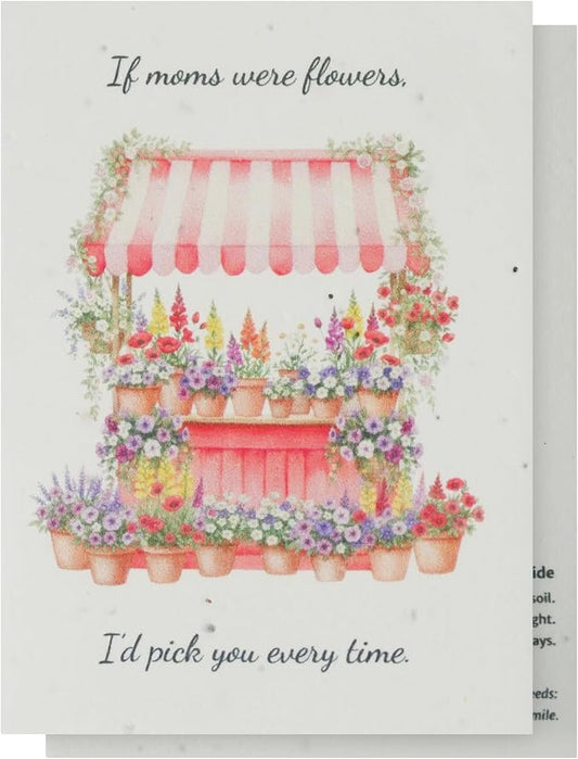 Mom Greeting Cards – 5 Sets of Gift Cards with White Envelope Each, Embedded with Wildflower Seeds, Plantable and Writable Greeting Cards for Mom's Day, Appreciation to Her, Mother's Birthday Gift