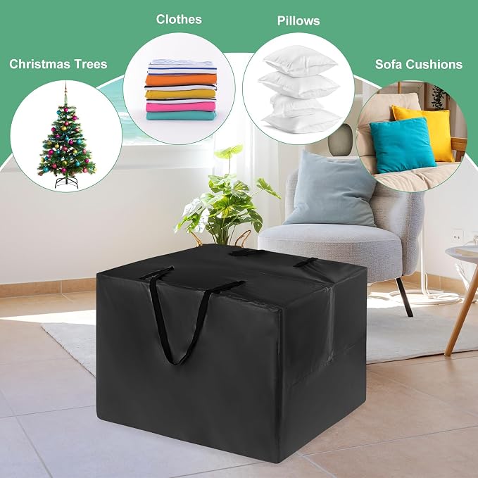 M METERXITY Outdoor Patio Cushion Storage Bags, 32" x 32" x 24" (L x W x H) Furniture Cushion Storage, Garden Furniture Cushion Carrying Bags for Storage Items [Black]