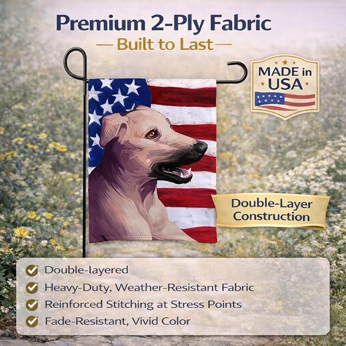 Caroline's Treasures CK6494GF Combai Dog American Flag Garden Flag Mailbox Flag Decorative Yard Flag Banner Outside Patio Artwork Yard Flower Beds, Garden Size, Multicolor