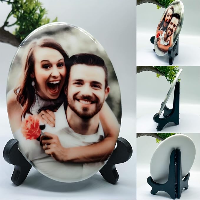 Personalized Ceramic Photo for Headstone, Waterproof Picture for Grave Cemetery Tombstone Pictures Porcelain Cameo Funeral Portrait Memorial Monument Photo for Burial Stone Hanging Decorative Tiles