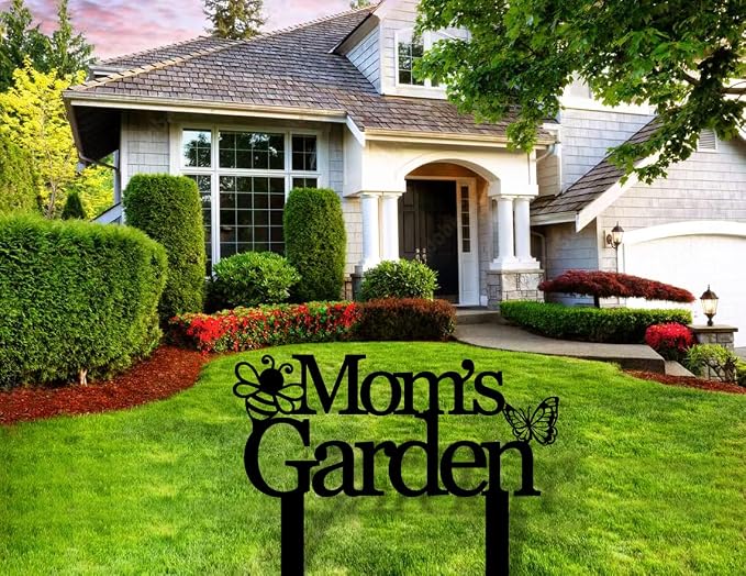 Custom Garden Sign, Personalized Bee Butterfly Art Garden, Metal Stake Gardener Name Sign, Gardens Plaque, Yard Art Decor, Mother's Day Present