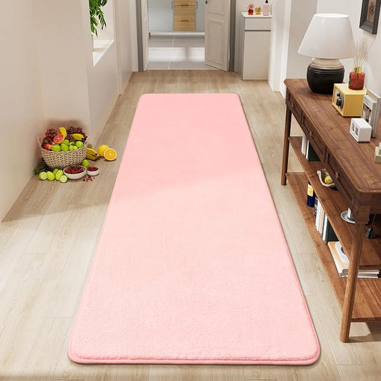 Amearea Modern Soft Hallway Runner Rug, 2x6 Feet Pink Washable Runner Rugs | Fluffy Bedroom Bedside Rugs, Indoor Non Slip Memory Foam Rug Carpet for Hallway Entrance Kitchen Living Room Decor