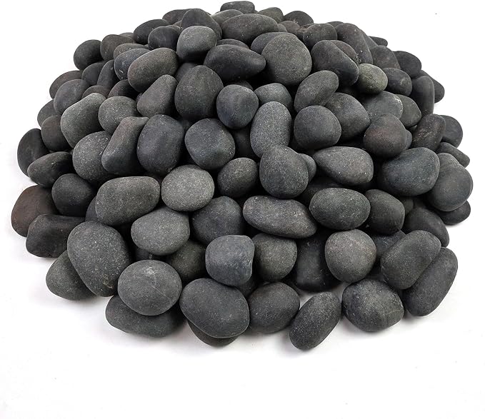 FANTIAN 10 lbs Black River Rocks, 1-2 Inch Black Stones Pebbles for Plants, Landscaping, Garden, Aquarium, Backyard and Indoor Water Fountains