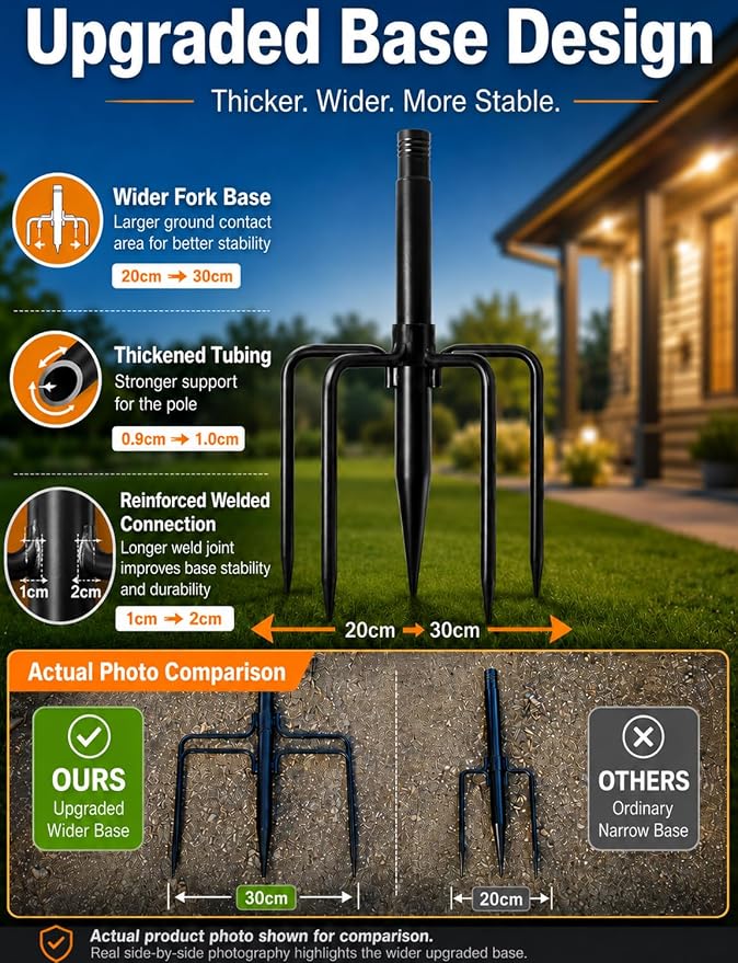 6 Pack String Light Poles for Outside, Thickened Metal Lights Hanger Pole Outdoor with Fork, Lighting Hanging Post Accessories for Patio Decor Garden Backyard Yard Front Porch Outside Decorations