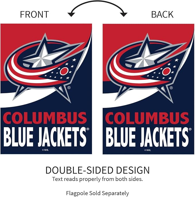 Team Sports America NHL Columbus Blue Jackets House Flag, 28 x 44, Double Sided Garden Flags for Outside, Outdoor Flags & Banners for Gardens Patio, Indoor Wall Decor Flag for Room