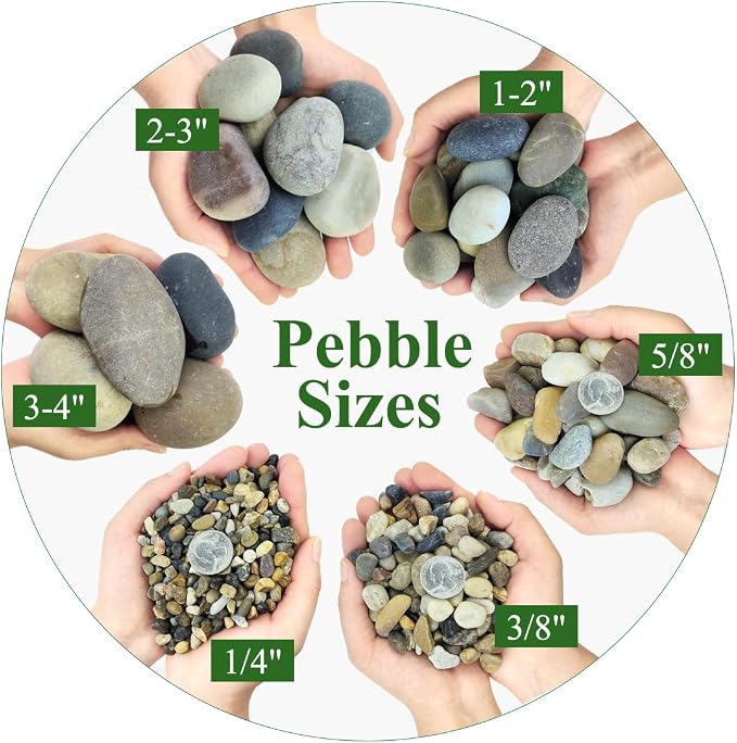 YISZM 40lbs Natural River Rocks, 3"-4" Premium Pebbles for Garden and Landscape Design, Hand-Picked Smooth Stones for Fish Tank, Flower Pots, Indoor Water Fountains, Pathways, Backyard