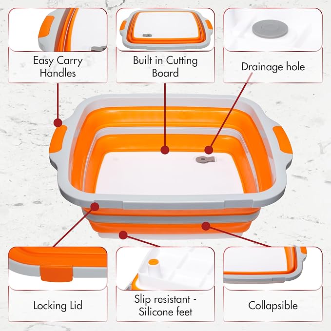 KITCHEN PERFECTION Collapsible XL Smoker & BBQ Prep Tub with Locking Lid | Includes Cutting Board, Meat Marinade & Brine Container For Turkey, Brisket & Ribs - Best Grill Accessories Gifts For Men