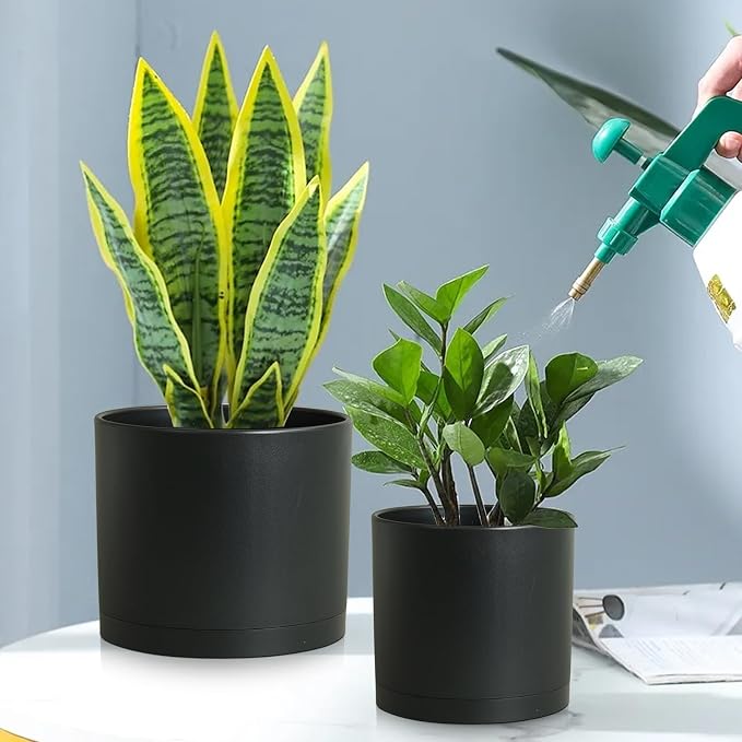 Large Plant Pots Set of 3 – 8", 9", 10" Indoor Flower Pots with Drainage Holes and Saucers, Big Planters for Monstera, Fiddle Leaf Fig, Snake Plant – 5 Colors