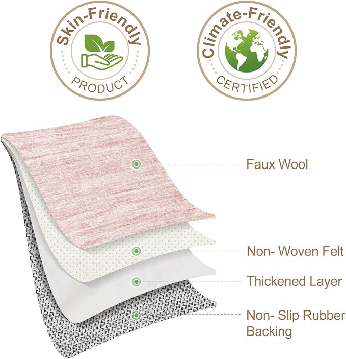 Nakagishi 9x12 Area Rugs Living Room: Washable Large Vintage Rug Neutral Non-Slip Soft Stain Resistant Indoor Carpet for Bedroom Nursery Dining Room Office Playroom - Pink-01