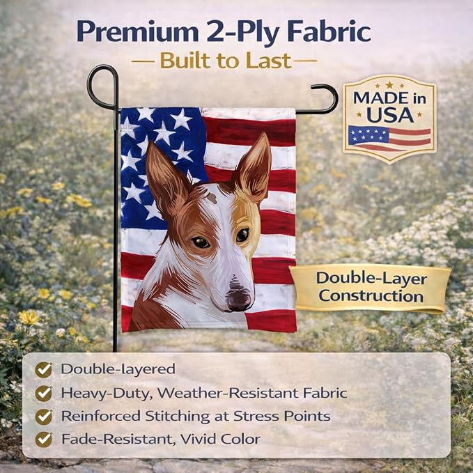 Caroline's Treasures CK6610GF Majorca Ratter American Flag Garden Flag Mailbox Flag Decorative Yard Flag Banner Outside Patio Artwork Yard Flower Beds, Garden Size, Multicolor