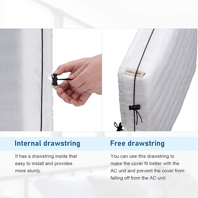 FORSPARK Indoor Air Conditioner AC Covers for Inside with Free Drawstring, 17L x 13H x 3.5D inches White