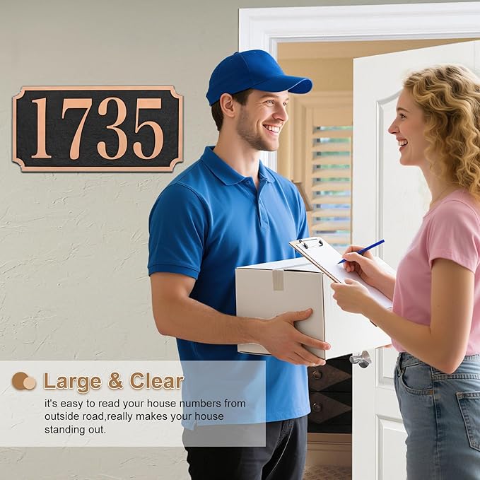 Address Plaque Notched Style - 12'' x 5.9'' Custom Address Sign for House,House Number Plaque Sign for Outside House,Driveway,Mailbox Easy Installation Metal & Large Options (Style 5)